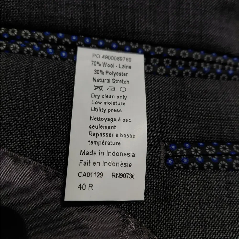 Lauren Ralph Lauren Mens Blazer Jacket Sz 40R Gray Wool Blend Ultraflex Stretch